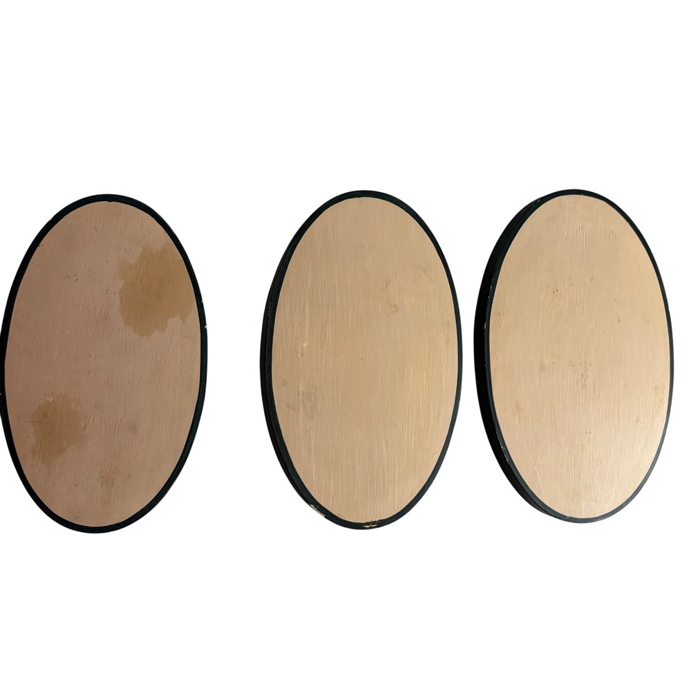Vintage‎ Floral Hand Painted Nesting Trays Set of 3 Oval Black Gold Crackle Folk - Picture 2 of 16